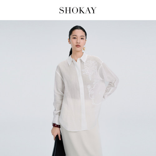SHOKAY绣嘉女士立体珠片绣衬衫