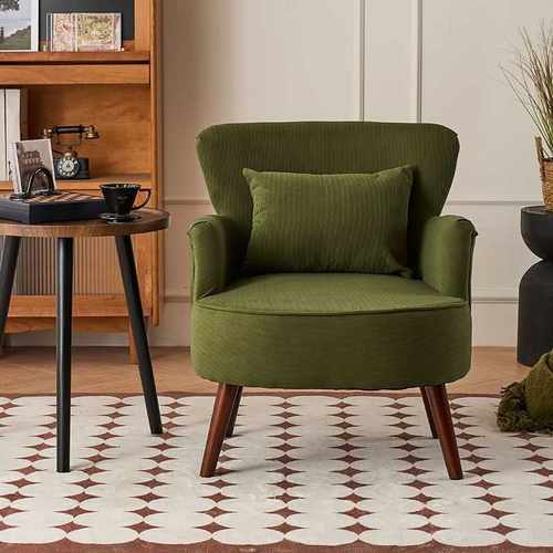 复古单人沙发阳台休闲卧室欧美风实木组合懒人灯芯绒老虎椅子美式