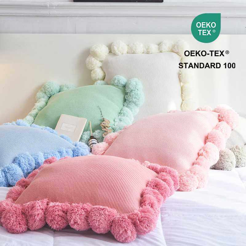 纯色球球大抱枕 北欧ins风格靠枕毛线创意家居沙发靠垫套