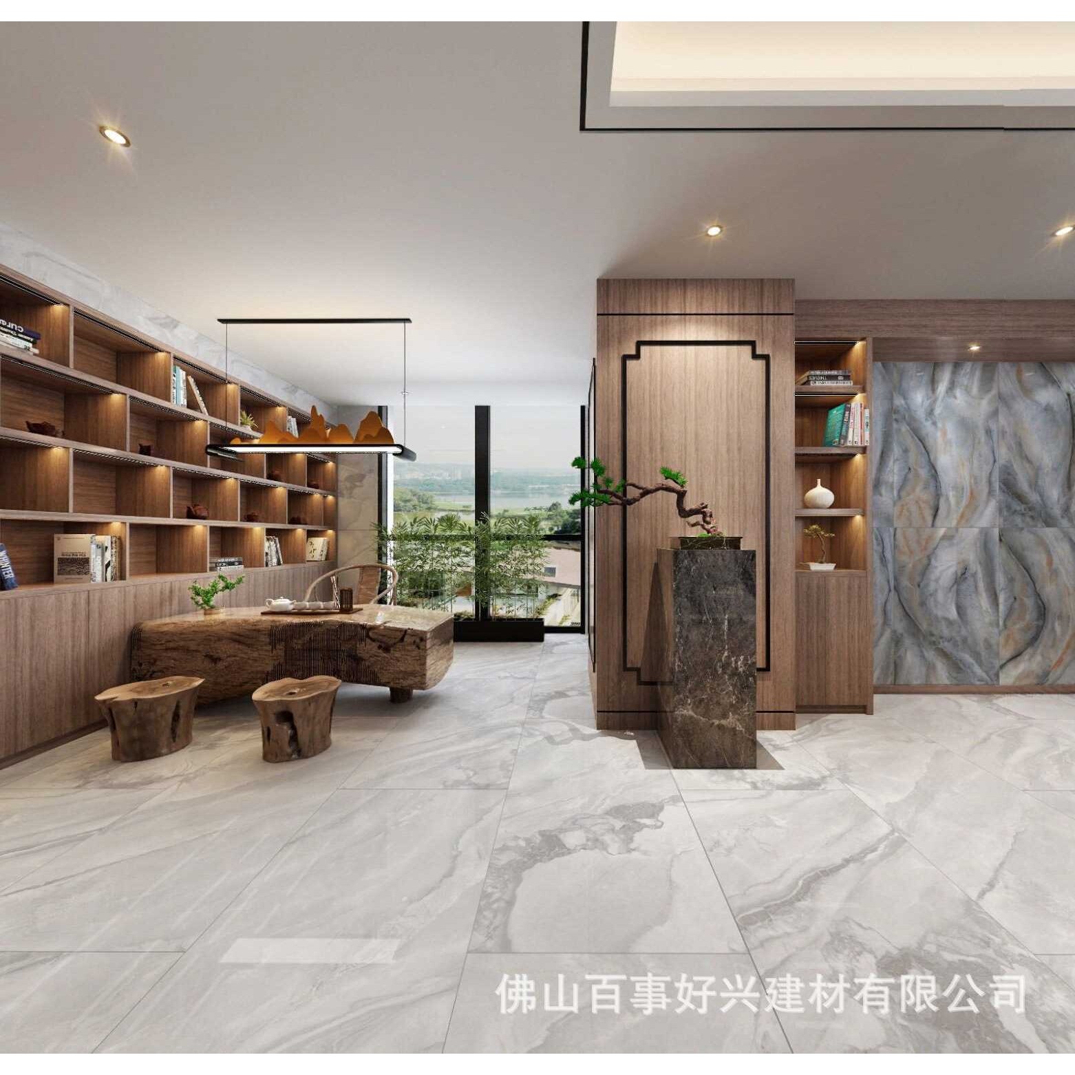 大规格客厅背景墙瓷砖大板佛山750x1500负离子通体大理石地砖