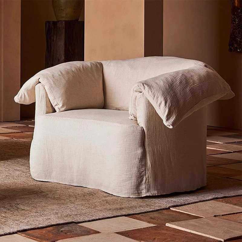 侘寂风棉麻布艺沙发小户型客厅复古民宿酒店休闲椅设计师懒人沙发,畜牧/养殖物资,畜牧/养殖器械,淘宝优惠券,粉丝福利购,淘宝优惠卷