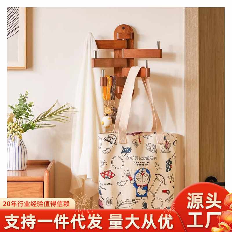 卧室衣帽架挂衣置物架壁挂简约墙上创意实木床边放衣神器玄关挂钩