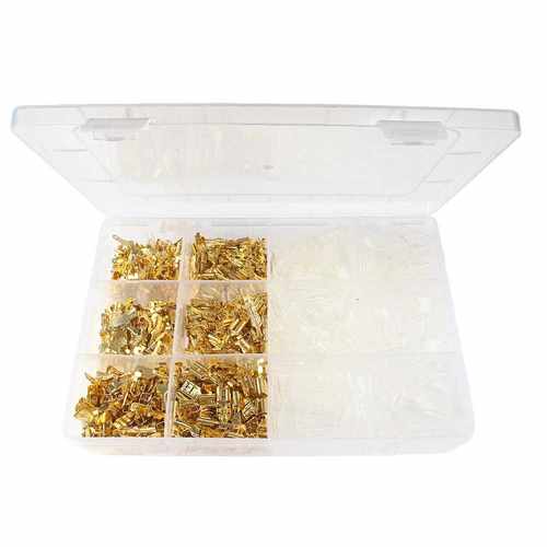 1000个金色压线绝缘端子冷压插簧/插片公母头连接器盒装套件套管