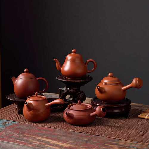 紫砂壶泡茶壶手把壶功夫茶壶纯手工不掉盖茶壶侧把壶朱泥梨壶套装