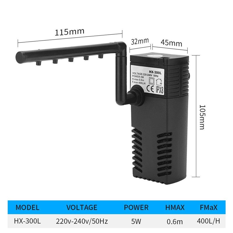 鱼缸过滤器水族箱三合一增氧过滤泵鱼缸低水位Q过滤器乌龟缸过滤