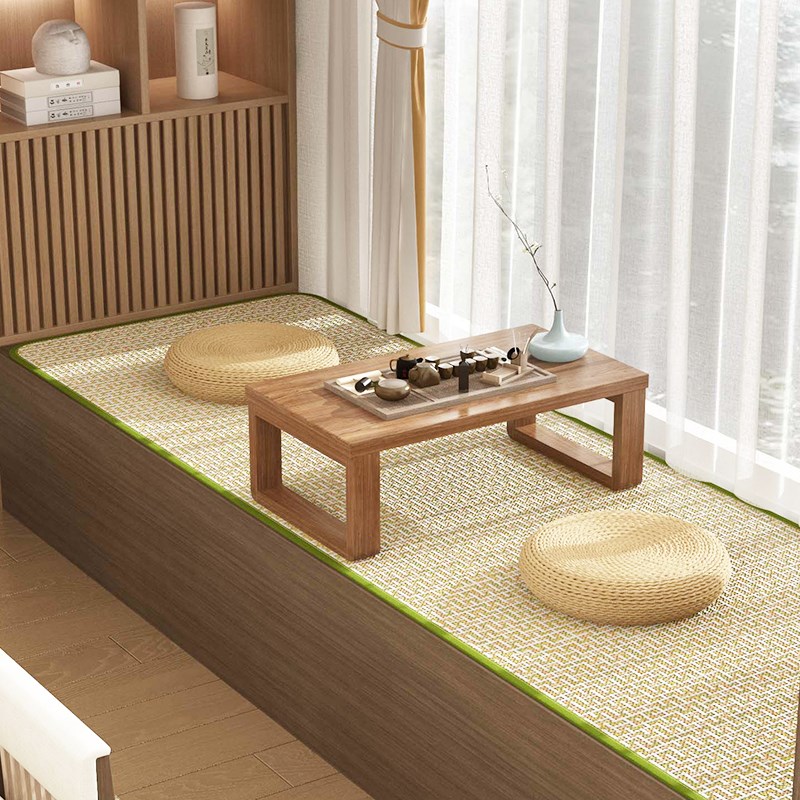 2024新款夏季飘窗垫凉席阳台垫榻榻米H坐垫藤席地毯式薄款窗台垫