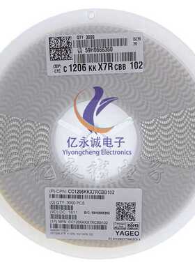 CC1206KKX7RCBB102 贴片电容1206 1NF 102K 1KV X7R  1000V 10%