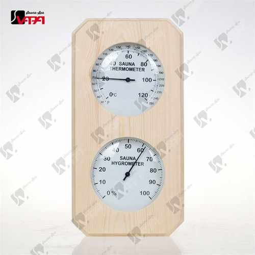 威帕桑拿 进口松木 棱角双表白表盘温湿度计  桑拿配件附件