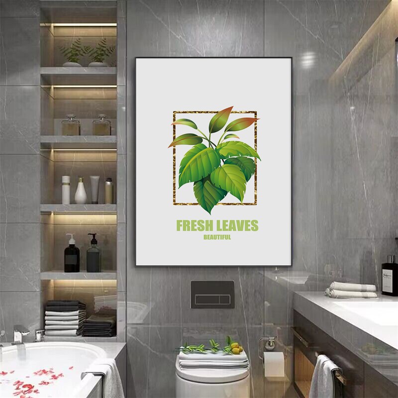 清晰绿植卫生间防水防潮装饰画酒店浴室挂画免钉洗手间厕所墙壁画图片