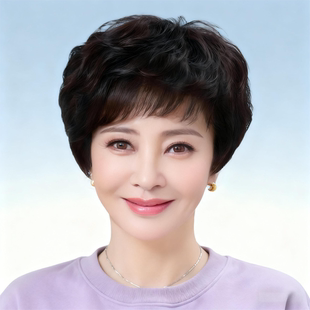 假发短发中老年女妈妈款假发全真发全头套真人发丝日常自然纹理