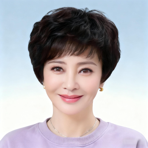 假发短发中老年女妈妈款假发全真发全头套真人发丝日常自然纹理
