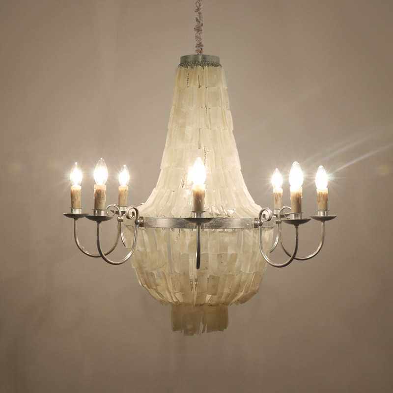 欧法美式复古浪漫天然贝壳吊灯饰客厅餐厅艺术创意个性公主房灯具