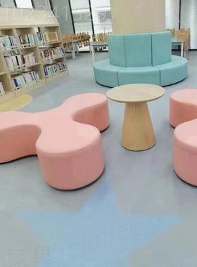 图书馆图组合沙儿童ZRP培训构书吧员工休息发区沙发月子中机心沙