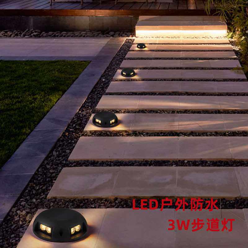 户外防水3W步道灯网红台阶灯踏步侧发光壁灯免开孔地埋灯过道亮化