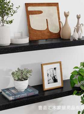 实心橡木浮动搁板 2 件套15cm 深壁挂式乡村风格木质展示架