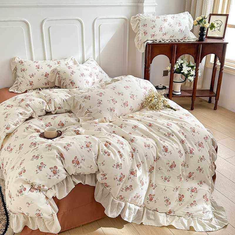 旧时光复古花卉A类针织春夏法式花边双层纱四件套卧室床品四件套,电子元器件市场,其它元器件,淘宝优惠券,粉丝福利购,淘宝优惠卷