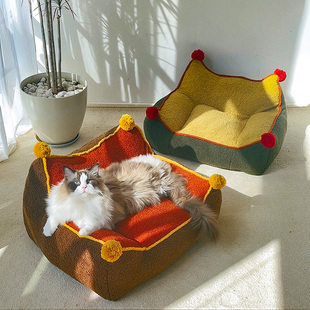 美拉德宠物沙发 圣诞可爱床边猫T窝保暖超大可拆洗 冬款 猫咪秋冬季
