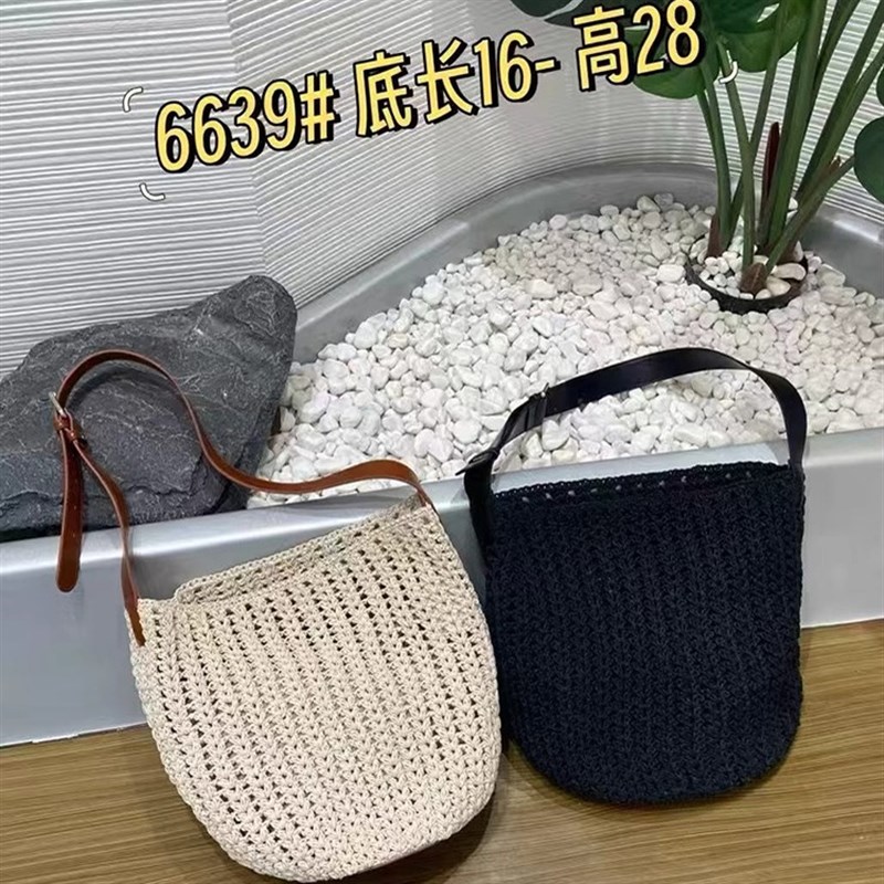 度假风编织蜡绳水桶m包大容量镂空极简风沙滩包通勤百搭小众设计