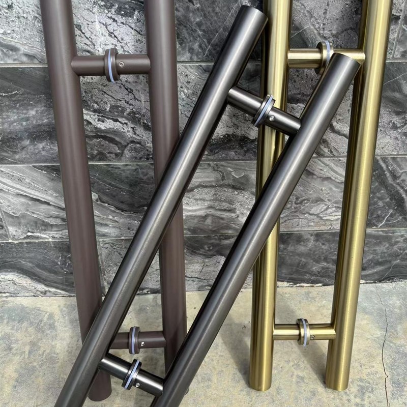 无框玻璃门拉手灰钛咖啡有框推拉门把手不锈钢拉丝香槟金木门拉把