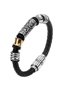 手链男潮牌百搭轻奢小众高级感黑皮绳编织设计学生礼物男士手饰品