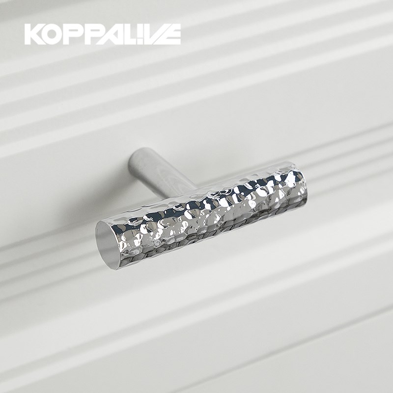 手工锤纹黄铜拉手轻奢银色衣柜橱柜柜子柜门抽屉单孔抛光镀铬把手