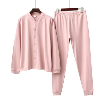 中老年全开襟衫秋衣裤女宽松z妈妈保暖加肥大码厚长袖内衣套装