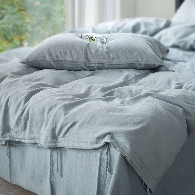 中式系带棉麻丨饱满丰厚20%亚麻四件套舒爽不粘身裸睡床品四季用