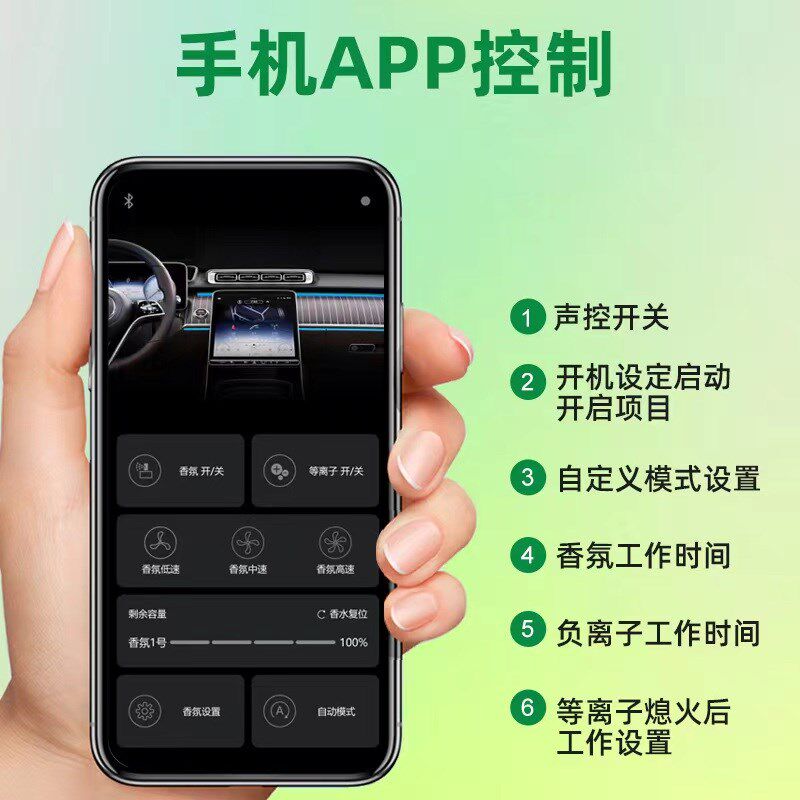 智能车载香氛负离子系统车载香薰空气净化自动除味通用车型改装