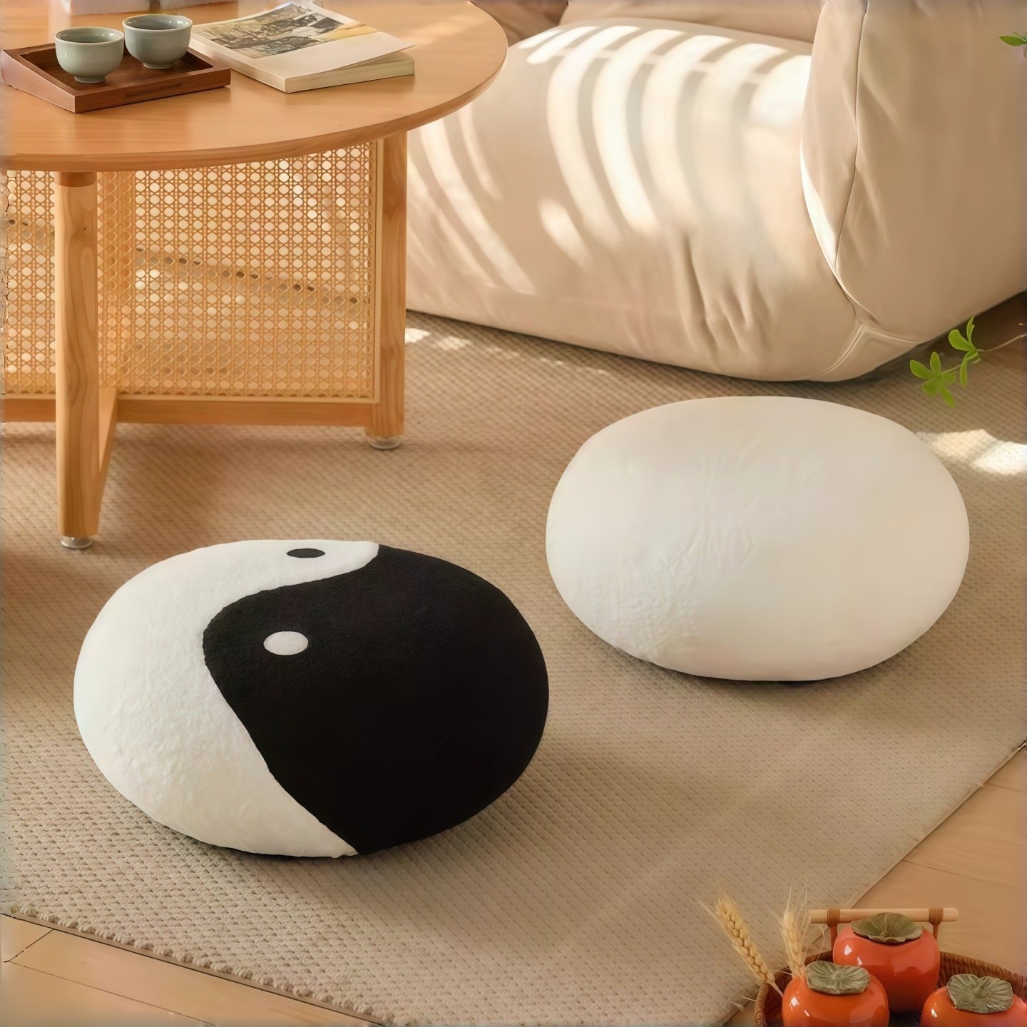 凳子家用矮凳客厅坐墩黑白创意太极圆凳小板凳换鞋凳沙发垫脚凳,住宅家具,换鞋凳,淘宝优惠券,粉丝福利购,淘宝优惠卷