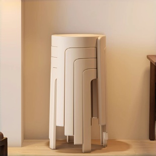 塑料凳子加厚家用餐桌熟胶凳简约高板凳北欧客厅叠放软包圆风车凳