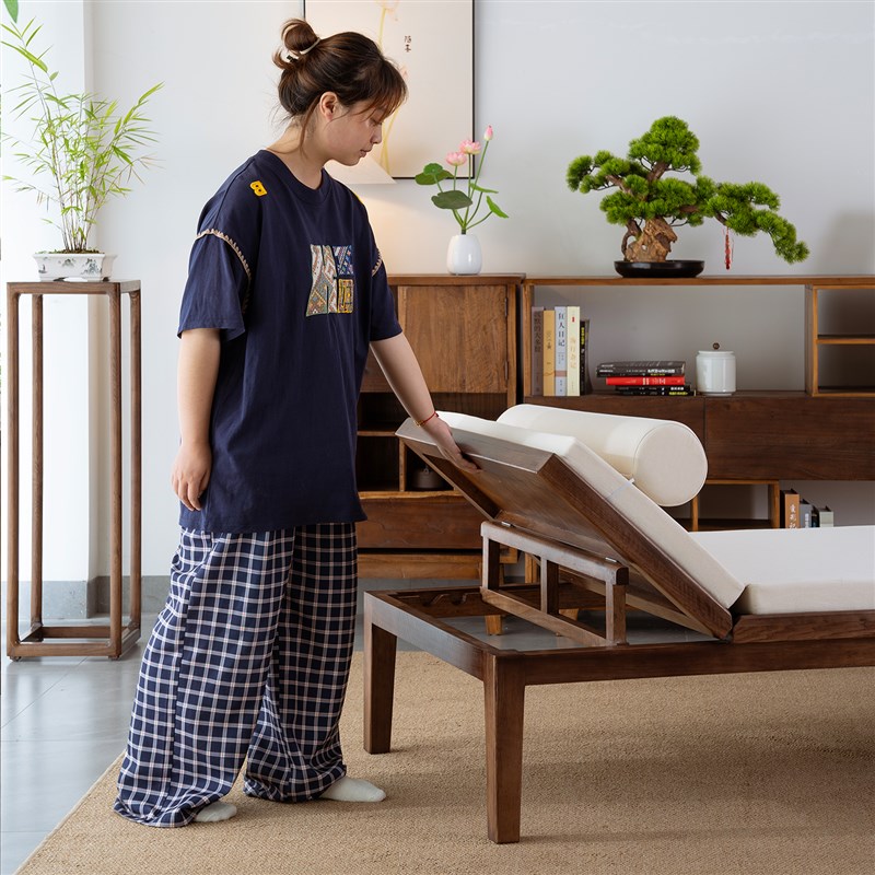 实木沙发床一体两用折叠中式x贵妃榻书房床坐卧单人榻榻米躺椅按