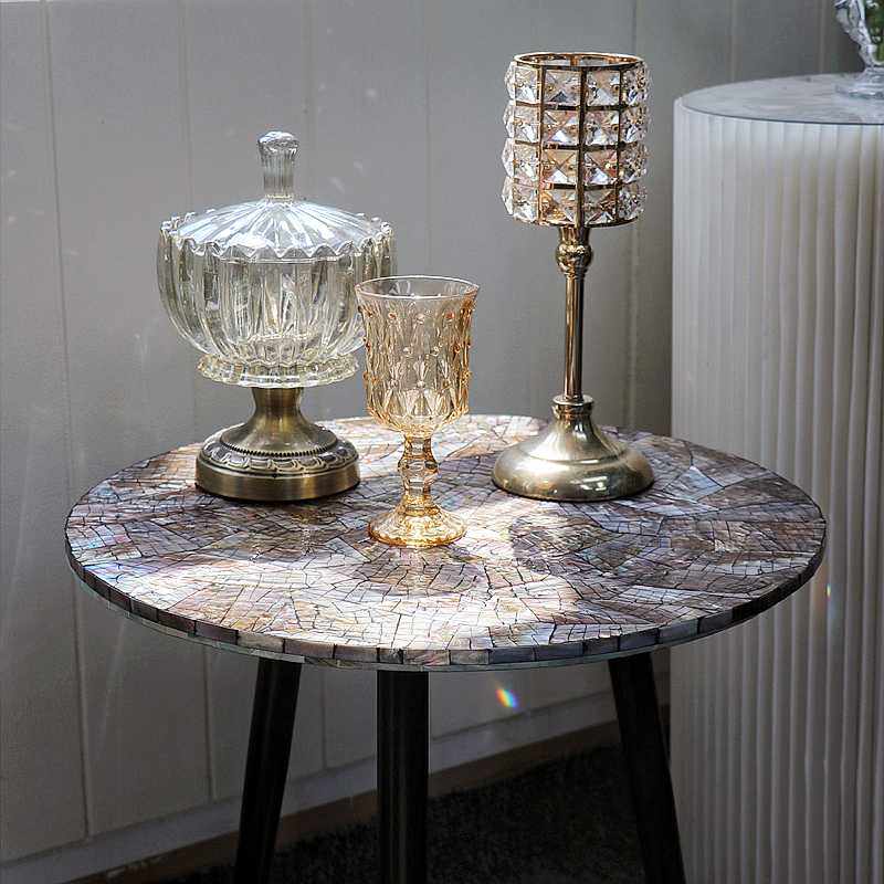 北欧轻奢贝壳茶几现代简约沙发边几设计师手工创意阳台茶几圆形桌,3C数码配件,摄像机配件,淘宝优惠券,粉丝福利购,淘宝优惠卷