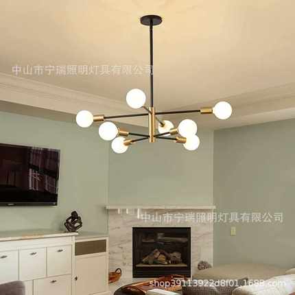 北欧客厅吸顶灯餐厅吊灯跨境美式卧室房间金色创意LED吸顶灯