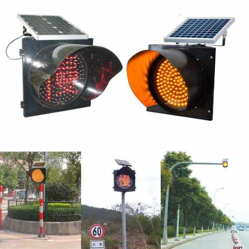 太阳能红慢灯黄闪灯LED频闪警示灯防雾灯300/400直径道路警示慢性