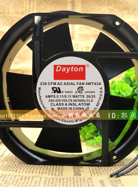 Dayton 239 CFM AC AXIAL FAN 4WT43A 220V 26/25W 17251机柜风扇
