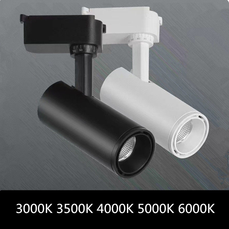 轨道射灯3500K5000K两三线轨道射灯全白色4000K防眩光COB导轨明装 - 实物图