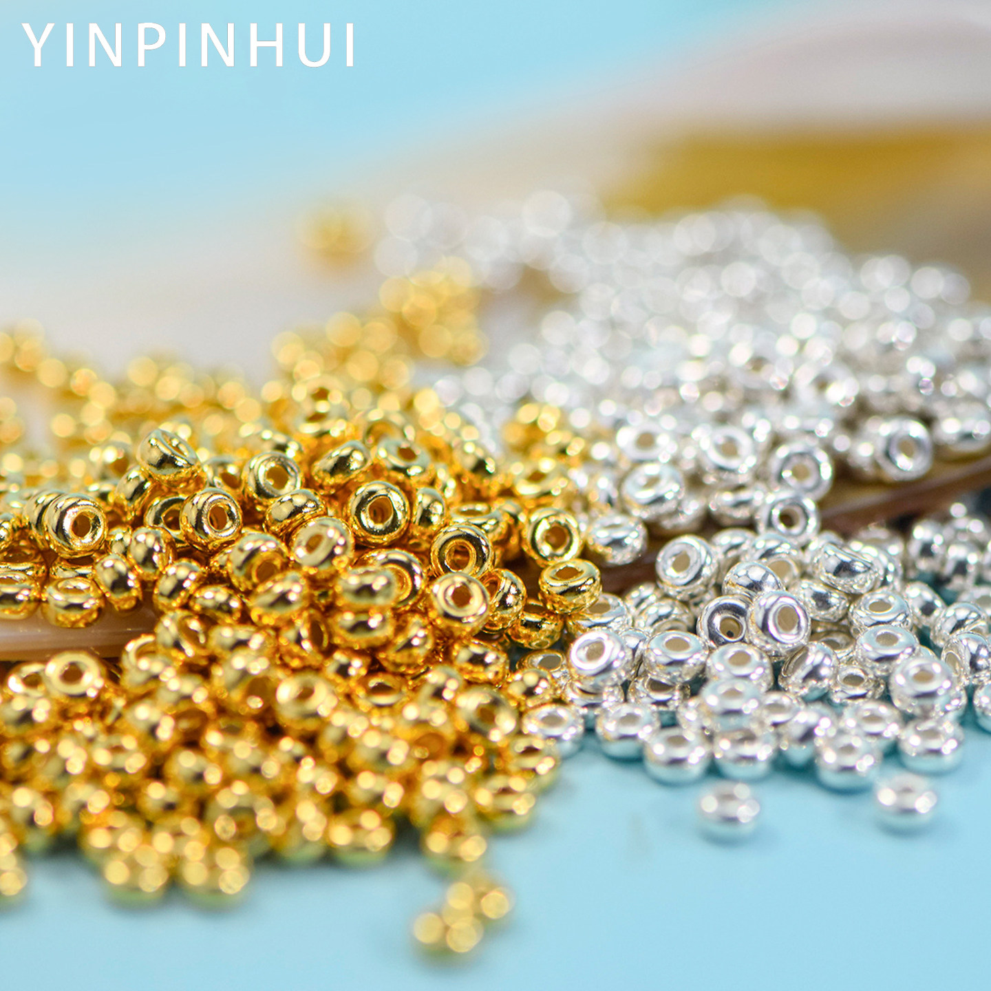 999足银算盘珠多规格筒珠隔珠黄金色手工DIY简约几何圆柱形珠散珠