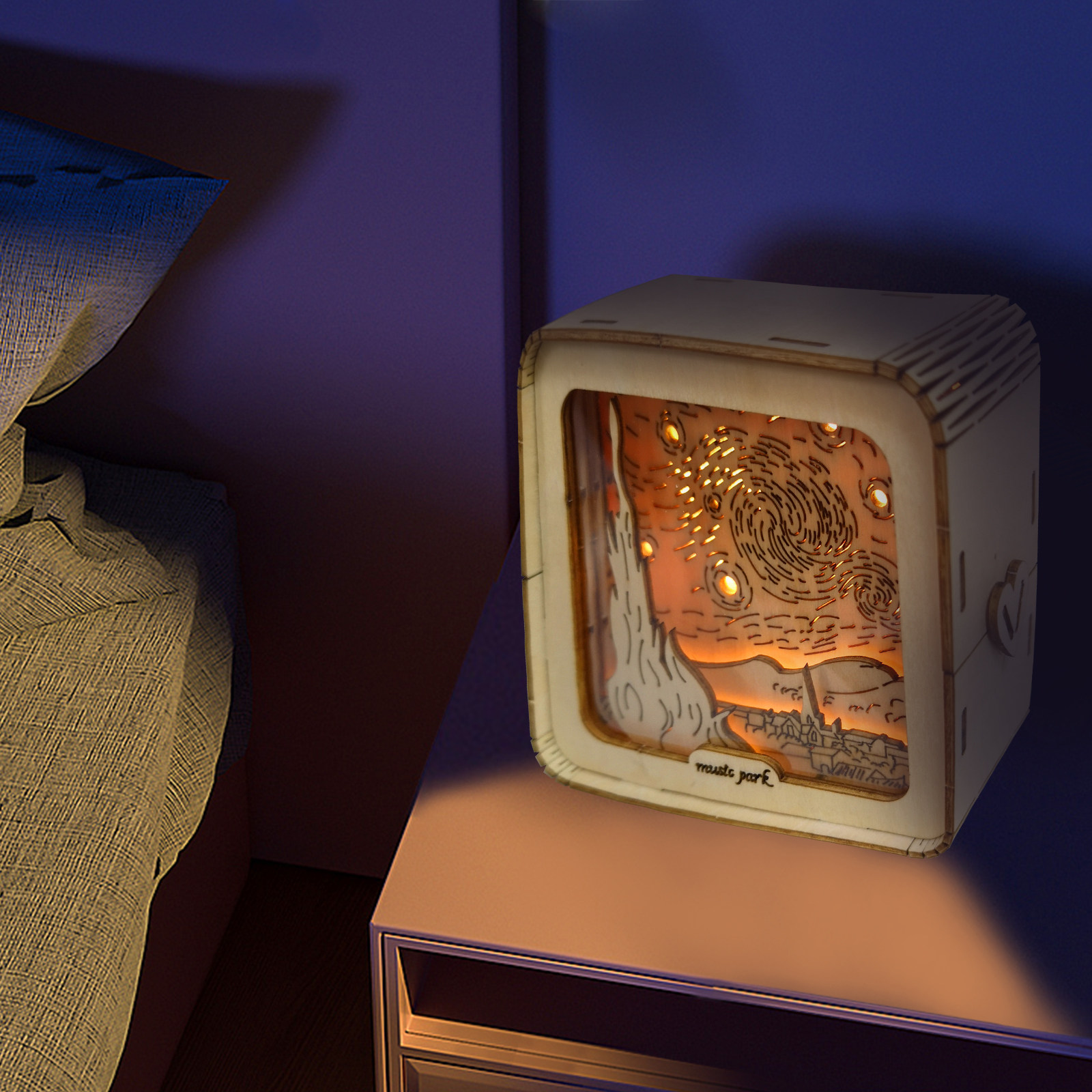 乐音园城堡小夜灯木质拼装模型3diy立体拼图手工生日礼物