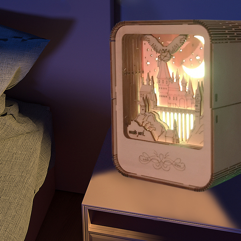乐音园声控城堡小夜灯木质拼装模型3diy立体拼图手工生日礼物