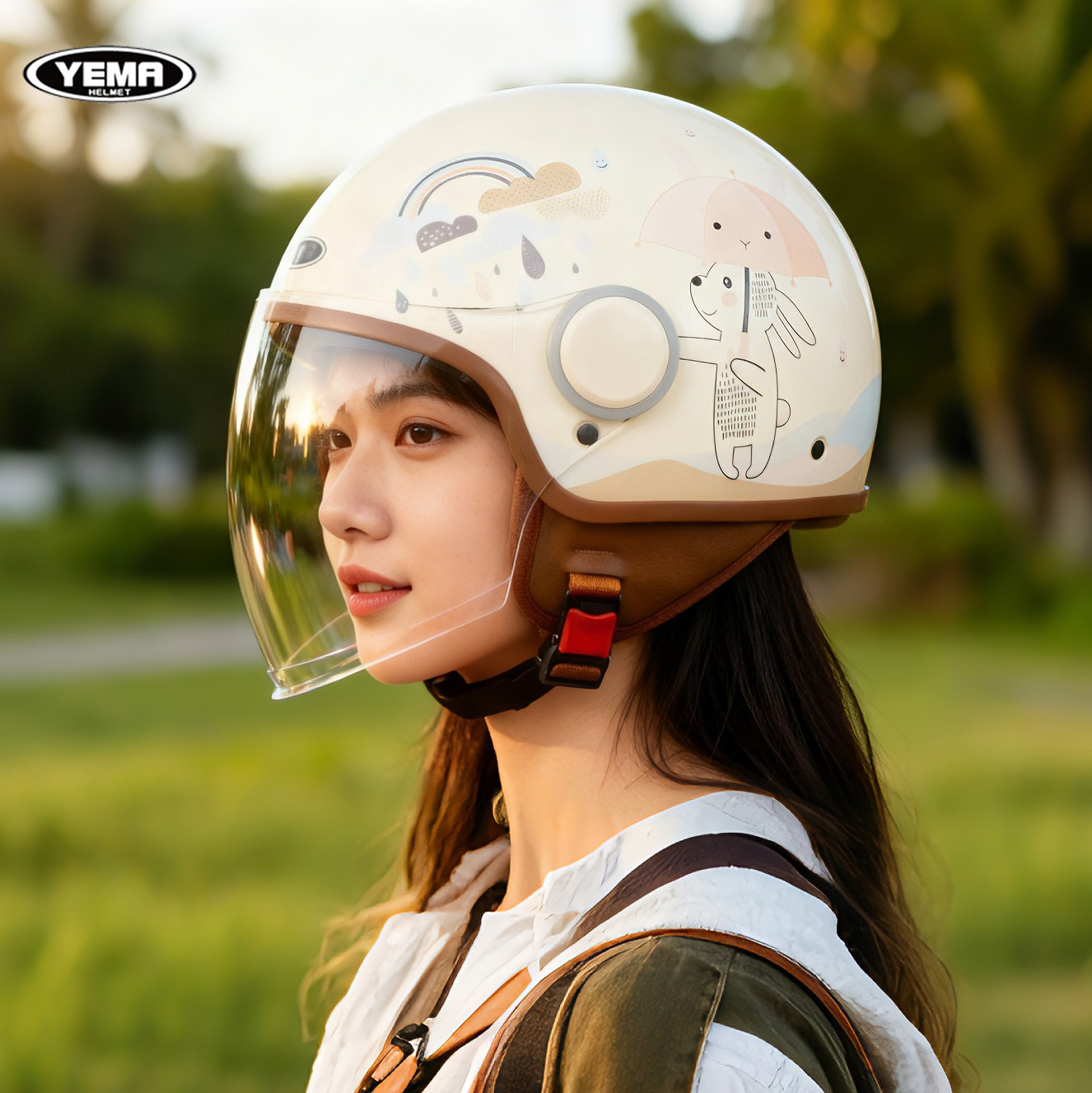 野马头盔国标3C认证电动车头盔女夏季防晒可爱四季安全帽2026新款