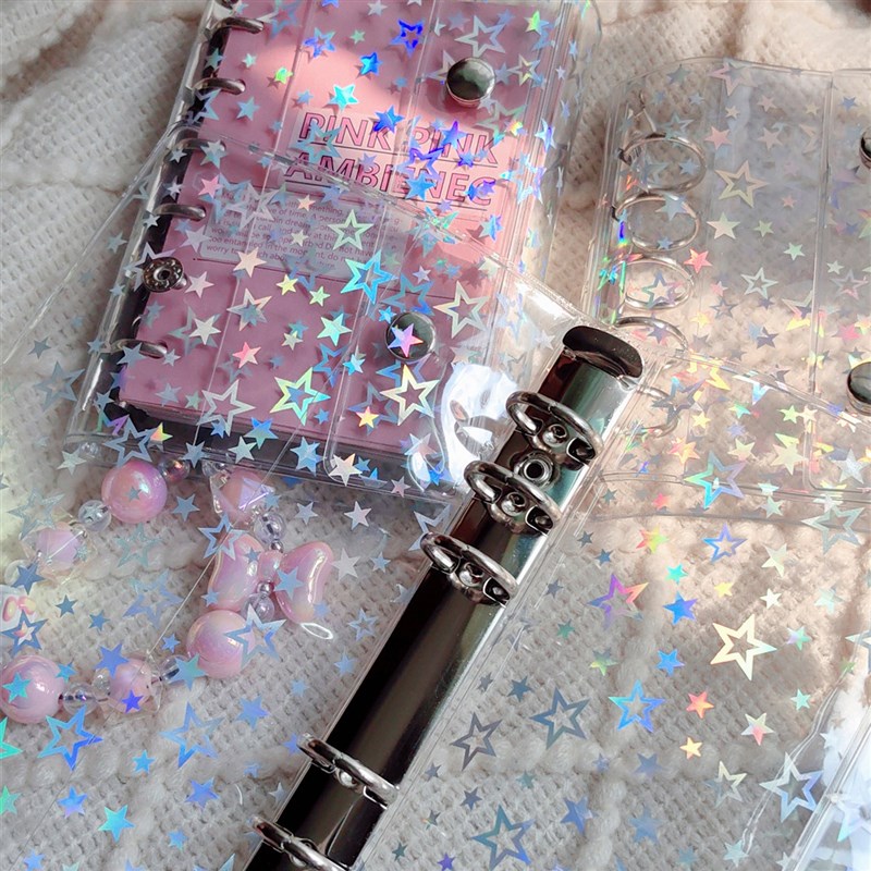 QY活页本双扣外壳A7A6A8手帐本子pvc星星手帐本笔记本随身口袋本