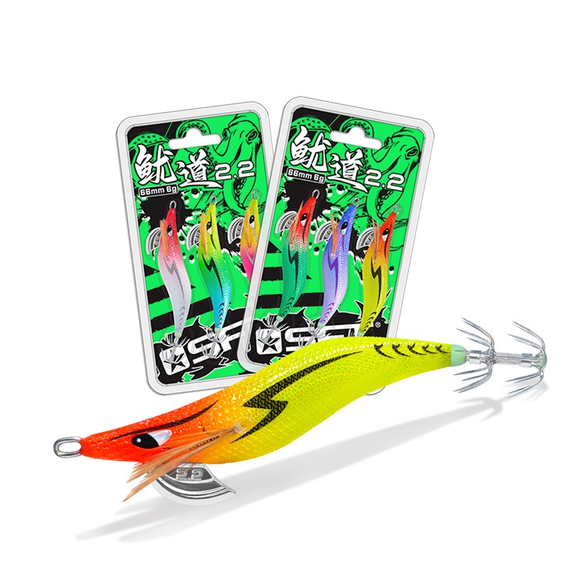 SFT超钓鱿道UV夜光木虾22大尾鱿鱼钩海钓船钓墨鱼乌贼章布卷假饵