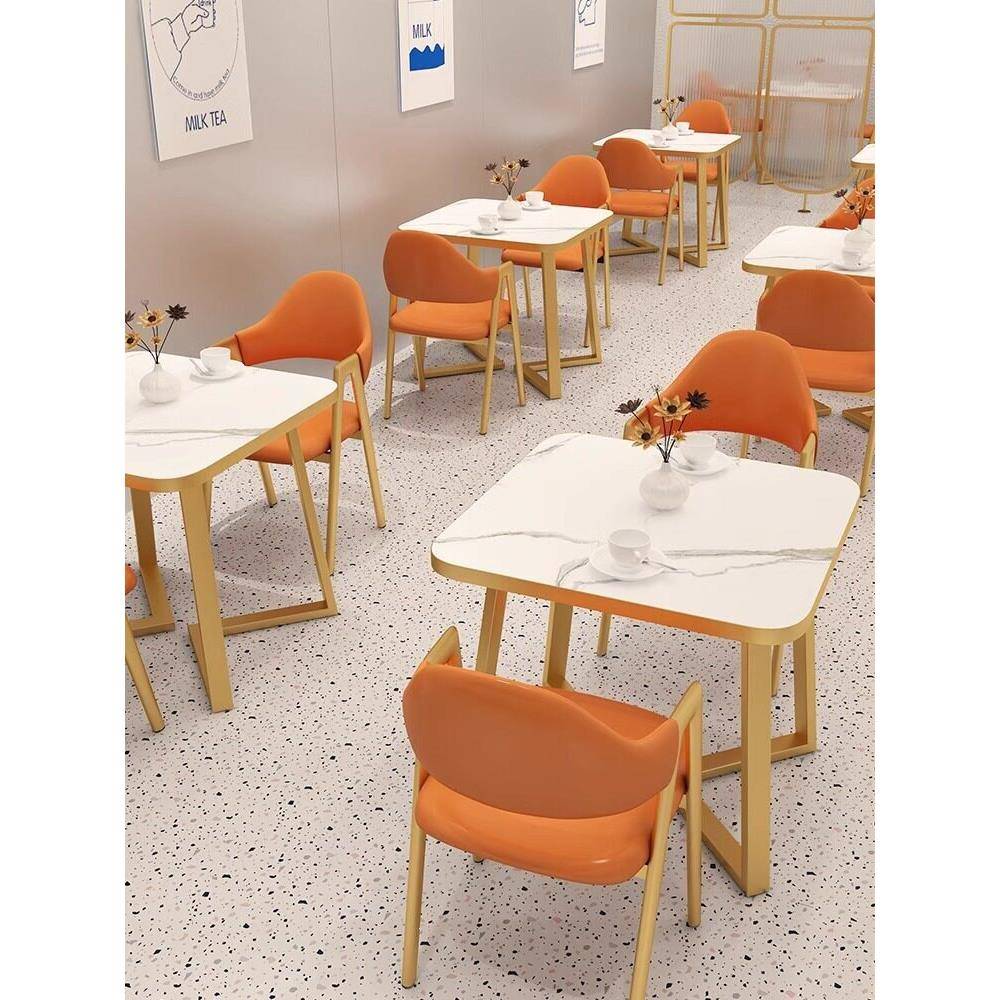 商用快餐桌椅组合网红奶茶店麻辣烫甜品汉堡店面馆餐饮轻奢餐桌L&