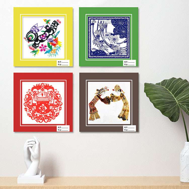 V槽剪纸卡纸画框装裱儿童画作品画相框学生手工作品艺术作品裱框