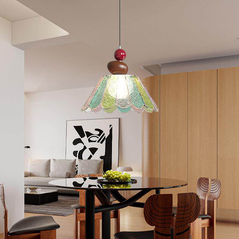 彩色玻璃吊灯法式复古卧室创意个性艺术床头餐厅吧台走廊过道吊灯