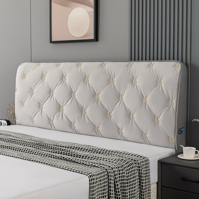 福字牀头套罩全包夹棉加r厚保护高档皮木牀靠背软包高端大气可拆