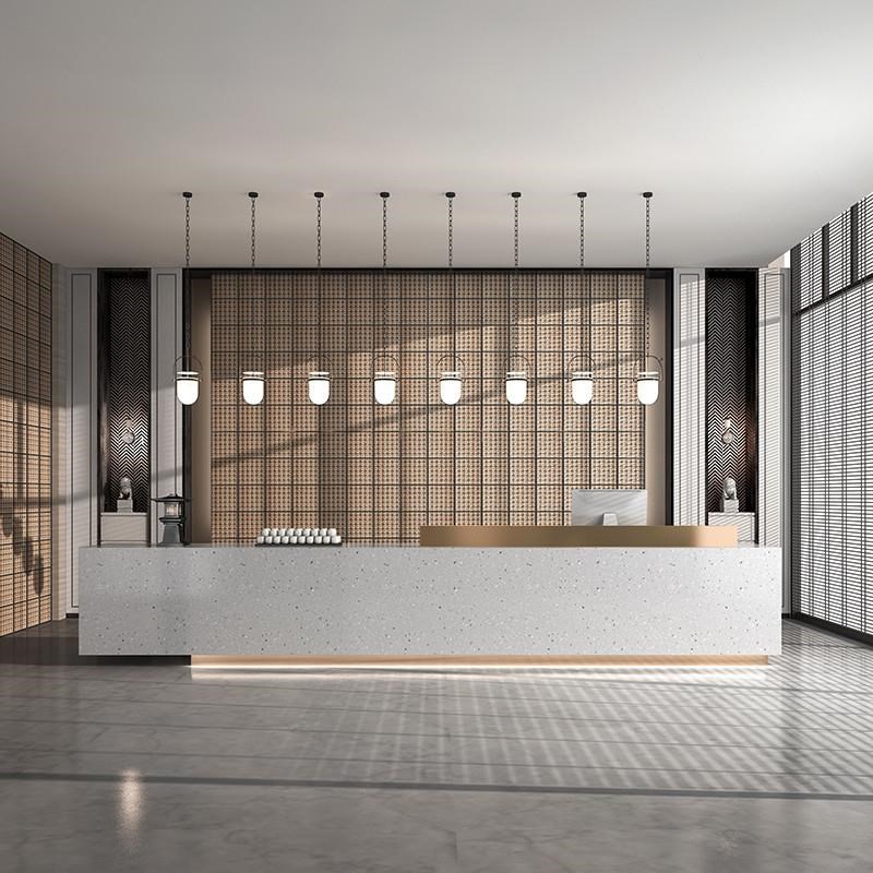 商铺售楼部物业收银台大理石岩板公司前台接O待台酒店吧台桌咨询