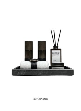 卫生间样板房软装饰品浴室洗手台按压瓶扩香石香薰收.纳托盘摆件