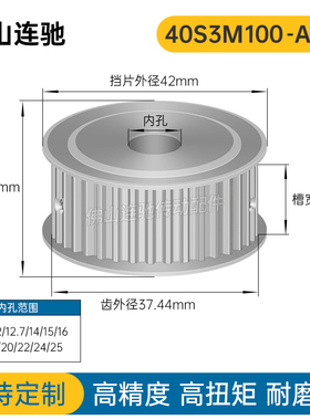 S3M40齿 两面平同步轮 槽宽11 AF型 同步皮带轮40S3M100-A-P8-25