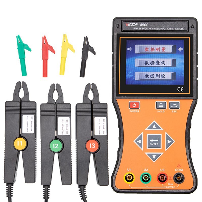 胜利VICTOR三钳数字相位伏安表三相相序检测仪器智能相位表VC4500